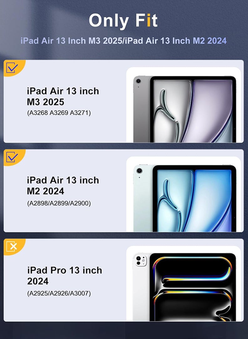 Theodor Case for iPad Air 13 inch M3 2025/Air 13 inch M2 2024 with Pencil Holder Smart iPad Case [Support Pencil Pro and Pencil(USB-C)] Support Touch ID and Auto Wake/Sleep Cover for Air 13inch M3/M2 2025/2024- Grey - Image 2